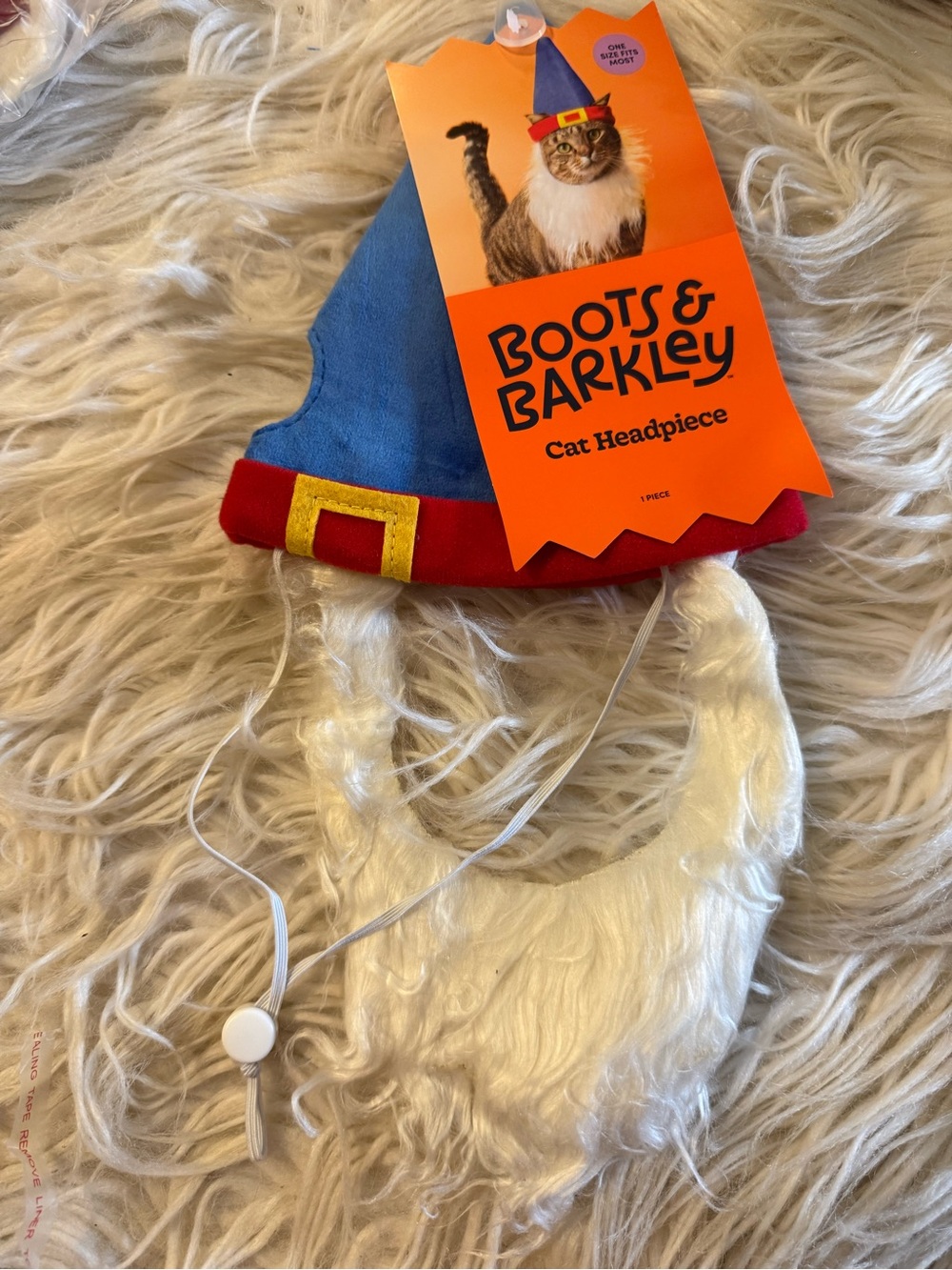 Boots & Barkley Blue and Red Cat gnome Hat with White Beard